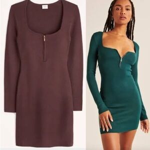 Abercrombie & Fitch square neck softknit Half-Zip Mini Sweater Dress